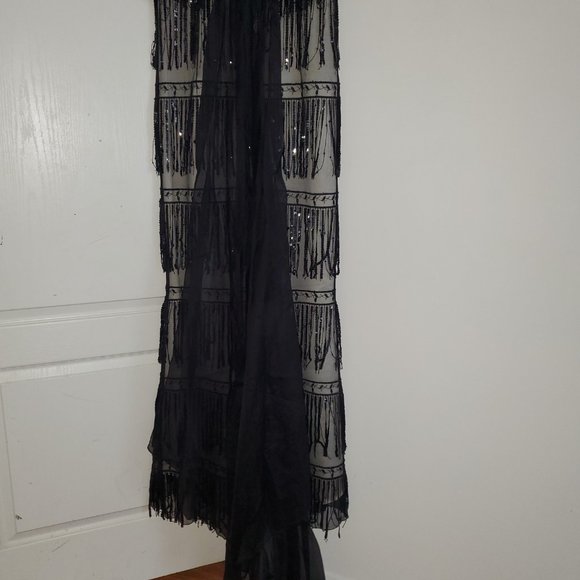 Sequin Fringe Illusion Mesh Gown Formal Evening Dress Sparkle - Picture 10 of 10